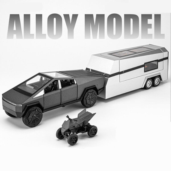 1/32 Cybertruck Pickup Perävaunu metalliseos automallit painevalut metallilelut maastoajoneuvot kuorma-automallit äänet ja valot lapsille lahjat