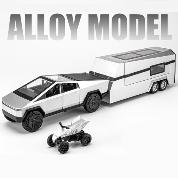 1/32 Cybertruck Pickup Perävaunu metalliseos Automalli Diecasts Metal Offroad Ajoneuvot Kuorma-automalli Ääni ja valot Lasten Lelut Lahja