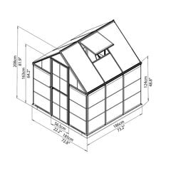 Hybrid alumiinirunkoinen kasvihuone 3,44 m² hinta ja tiedot | Kasvihuoneet | hobbyhall.fi