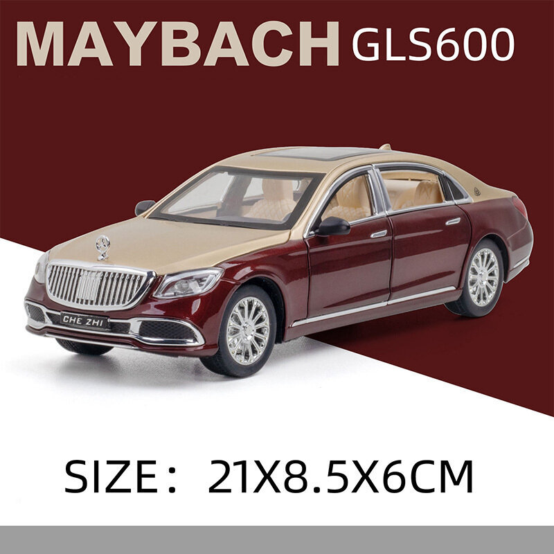 1:24 Mercedes Maybach GLS600 metalliseos Malliautot Diecast Toy Auto Simulation Sound & Light Ajoneuvo Malli hinta ja tiedot | Pienoismallit | hobbyhall.fi