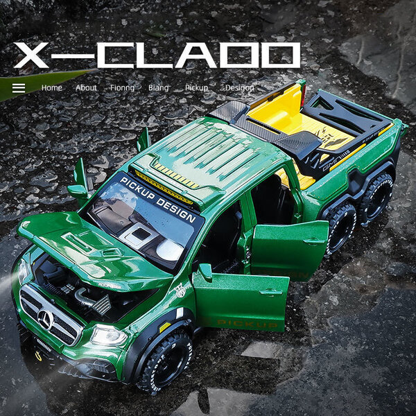 1:28 Mercedes X-Class Exy 6X6 Off Road Pickup Malli Toy Car Alloy Diecast Pull Back Lelut Ajoneuvo lahjaksi