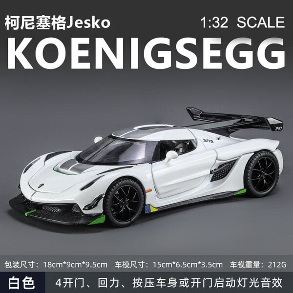 1:32 Koenigsegg Jesko Supercar Alloy Malliautolelu Diecasts Metal Casting Ääni ja Valo Vedettävä Autolelu Lasten Ajoneuvo