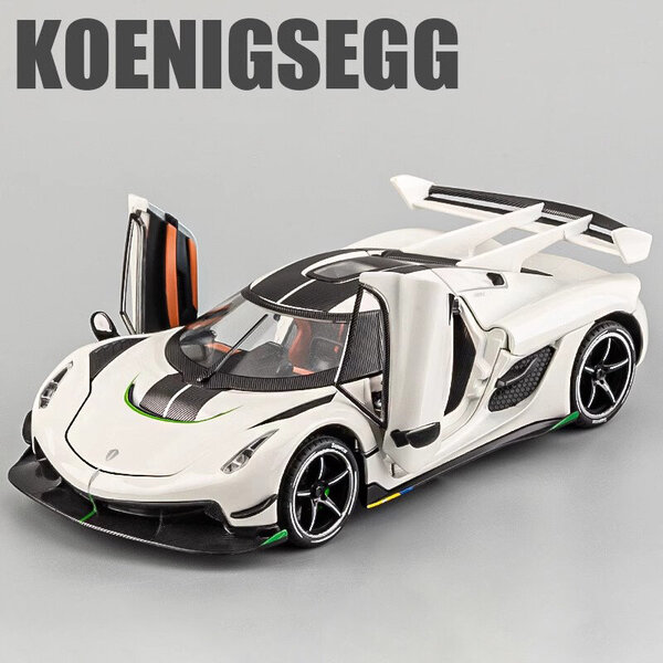 1:24 Koenigsegg Jesko Supercar Alloy Die Cast Lelu Automalli Ääni ja valo Vedä takaisin Lasten Lelu Keräilyt Syntymäpäivälahja