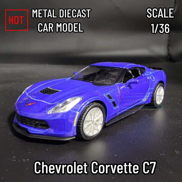 1:36 Chevrolet Corvette C7 -automalli Repilca-ajoneuvo miniatyyri taidefiguurikokoelma Hobby Kid -lelu pojalle Joululahja