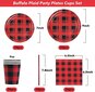 Liangnv Buffalo Plaid -juhlaastiat, punaiset ja mustat Buffalo-lautaset ja lautasliinasetti, kupit, paperipillit syntymäpäivän joulujuhliin hinta ja tiedot | Astiat | hobbyhall.fi