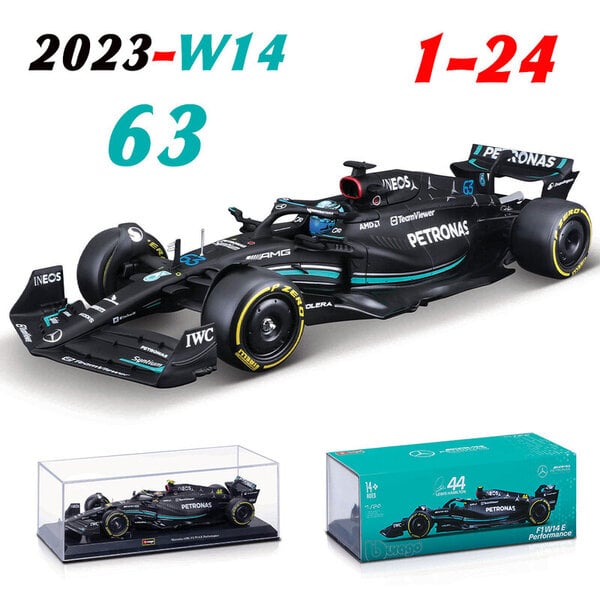 1:24 UUSI 2023 AMG Team W14 44# Hamilton 63# Russell Formula One Alloy Super Toy Die valettu automalli