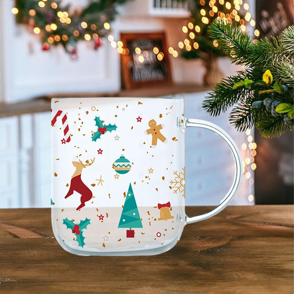 450 ml Christmas Glass Cup Xmas Morning Cup pöytäastiat Uutuus Kannettava juoma Vesikuppi Kahvimuki Hotellin kotitalouksille hinta ja tiedot | Astiat | hobbyhall.fi