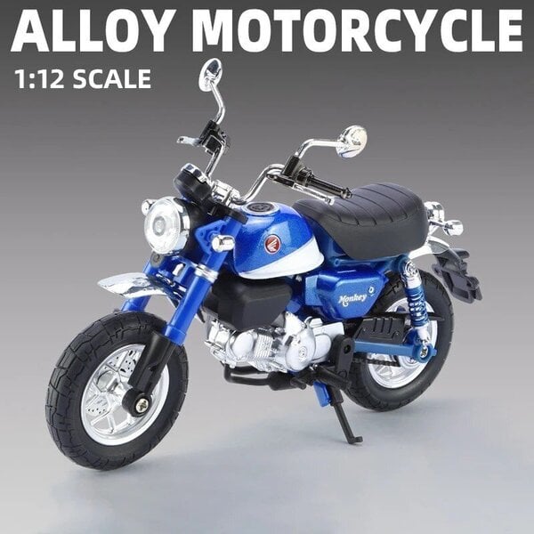 1:12 Honda Monkey 125 metalliseos moottoripyörän malli Die Cast Toy Vehicle Simulation Sound and Light Off Road Autocycle