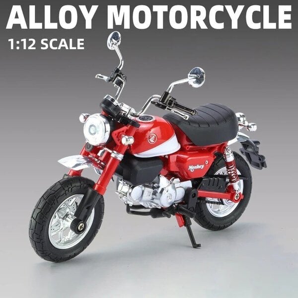 1:12 Honda Monkey 125 metalliseos moottoripyörän malli Die Cast Toy Vehicle Simulation Sound and Light Off Road Autocycle