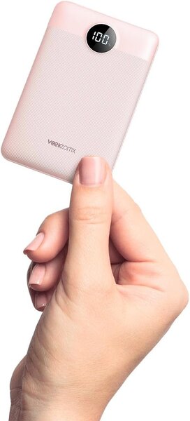 VEEKTOMX Mini Power Bank 10000mAh, vaaleanpunainen