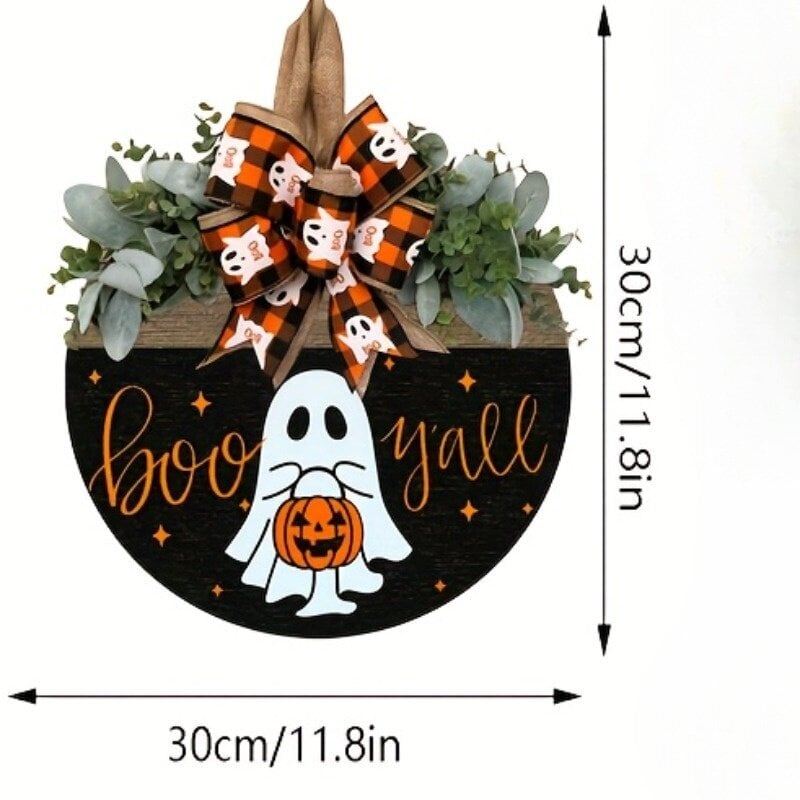 Halloween Ghost & Pumpkin Seppele - Puinen etuoven sisustus, täydellinen kodinlämmittelylahjaksi hinta ja tiedot | Juhlakoristeet | hobbyhall.fi