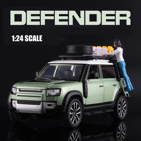 1:24 Scale Lands Rover Defender Maastoauto SUV metalliseos malli Auto Diecast Malli Simulointi Ääni- ja valolelut lapsille