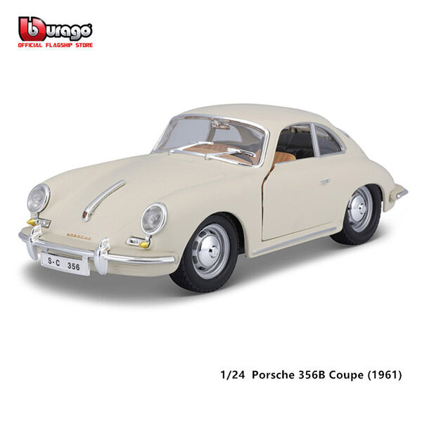 1:24 Vanhat autot 1961 356B Coupe kilpa metalliseosautomalli Toy Collection Gift Luxury Vehicle Diecast