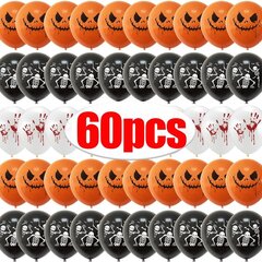 30 cm Halloween-ilmapallosetti, musta oranssi valkoinen puhallettava lateksiilmapallo, kurpitsan luurankokuvio, Halloween-juhlakoristelu, 60 kpl hinta ja tiedot | Ilmapallot | hobbyhall.fi