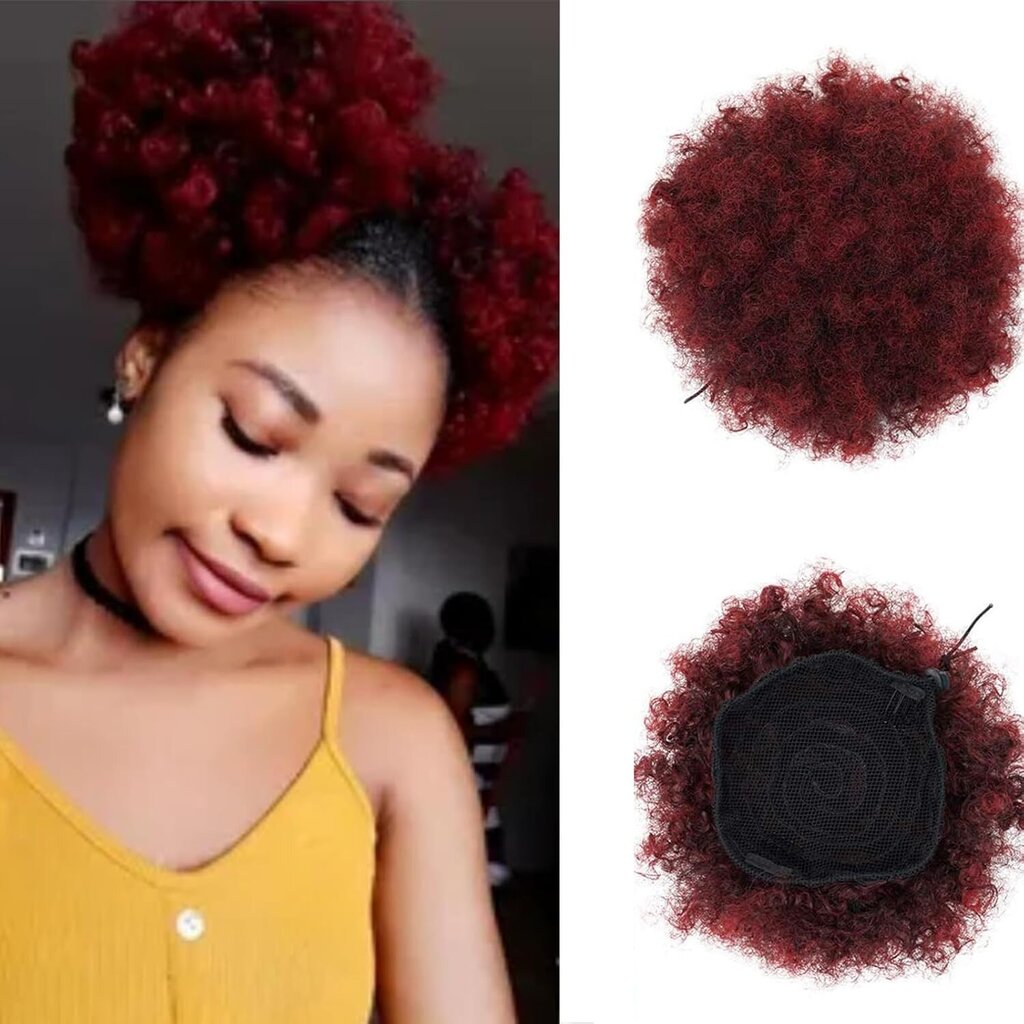 JHZHONG Lyhyt kihara Afro Puff poninhäntä naisille punainen hinta ja tiedot | Hiustarvikkeet | hobbyhall.fi