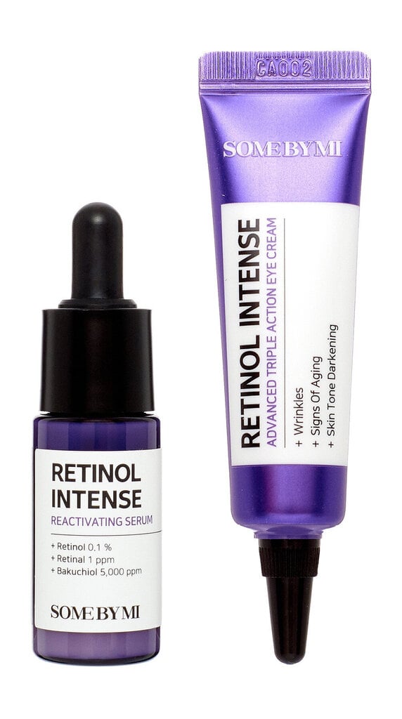 Ikääntymistä estävä kasvohoitosetti Some By Mi Retinol Intense Trial Kit naisille: silmänympärysvoide, 10 ml + kasvovoide, 10 ml hinta ja tiedot | Silmänympärysvoiteet ja seerumit | hobbyhall.fi