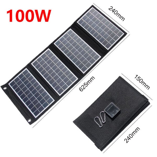 100W/80W/60W taitettava aurinkopaneeli Kannettava kaksois-USB 5V laturi retkeilyyn Outdoor Power Station Matkapuhelin Tablet Power Bank