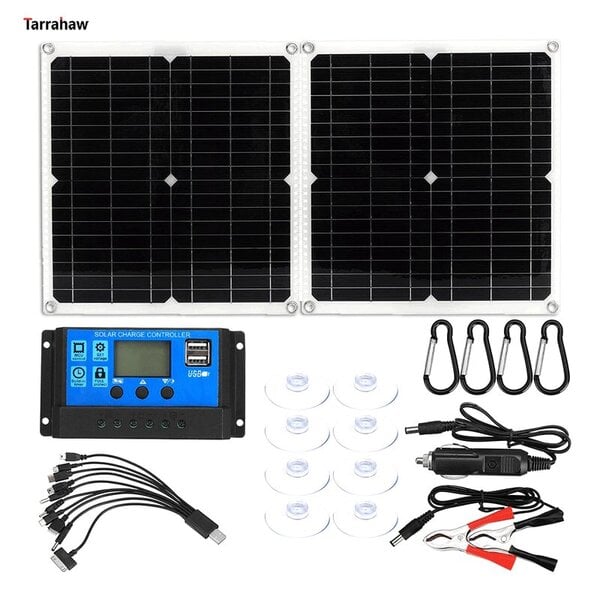 50 W taitettava aurinkopaneeli USB 5 V 18 V DC ulostulo ulkona PV-kennoja Kannettava vedenpitävä lataus aurinkosähkölevyn ohjainsarja