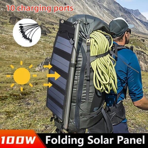 100 W aurinkokenno Aurinkosähköpaneelit USB-laturijärjestelmä Akku 5V Kannettava Joustava Taitettava Energia Virta Sunpower Camping Set