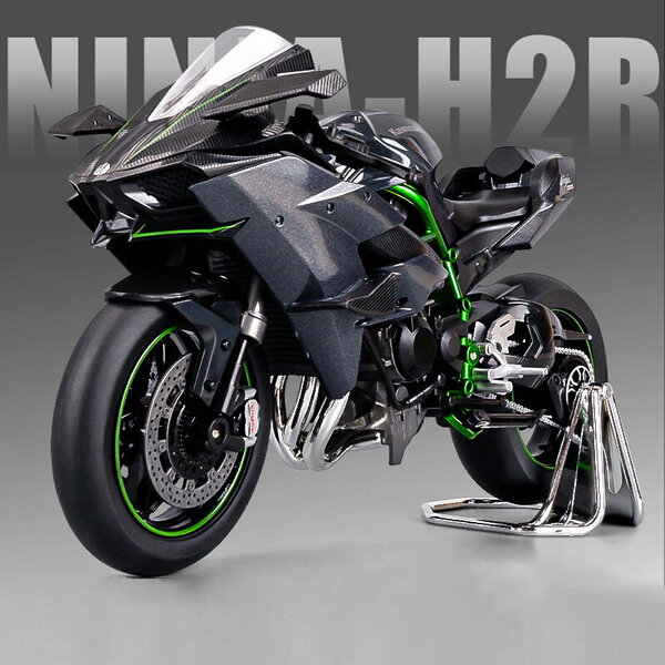 1:9 Kawasaki H2R Ninja -moottoripyörät Simulaatiometalliseos Moottoripyörämalli Iskunvaimentimet Äänen ja valon kokoelma Leluauto Lapselle Lahja