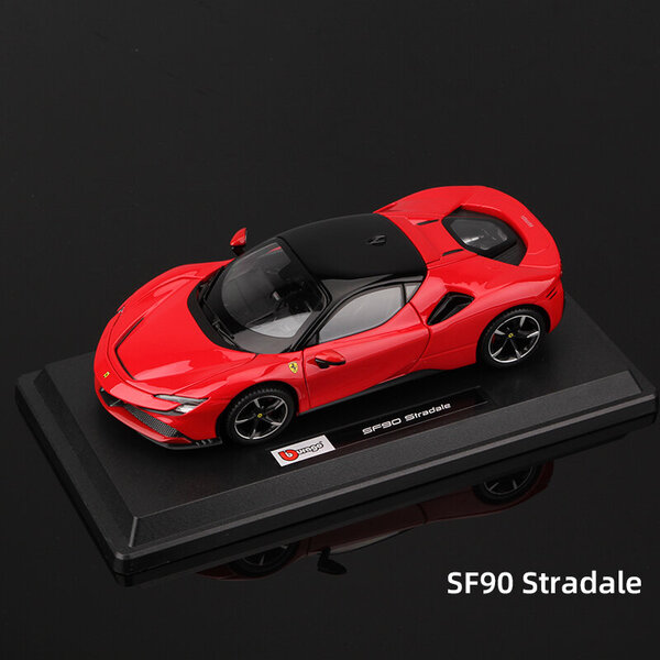 1:24 SF90 Stradale metalliseos Urheiluauto Staattinen painevalettu ajoneuvo Keräilymalli Lelut Diecast Voiture Gifts