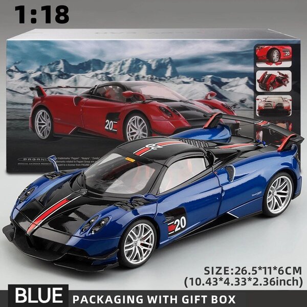 1:18 Pagani Huayra BC Blu Francia/Candy Blue hiilikorosteilla 1/18 Autoartin malliauto