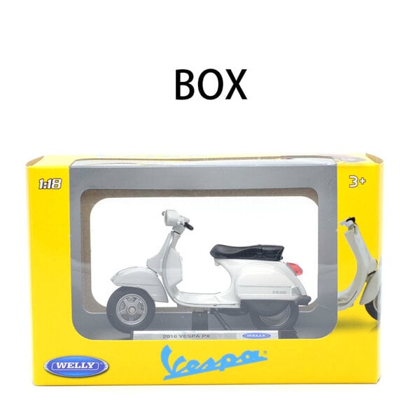 1:18 2016 VESPA PX 125 metalliseos Diecast moottoripyörän mallin joustavat pyörivät pyörät lelu lapsille lahjat lelukokoelma UUSI laatikossa