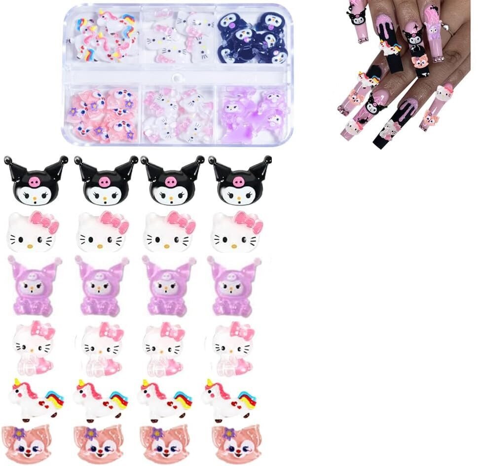 Alociam Koristeelliset Kynsikristallit Hello Kitty -Motiivilla, 24 Kpl. hinta ja tiedot | Manikyyri- ja pedikyyritarvikkeet | hobbyhall.fi