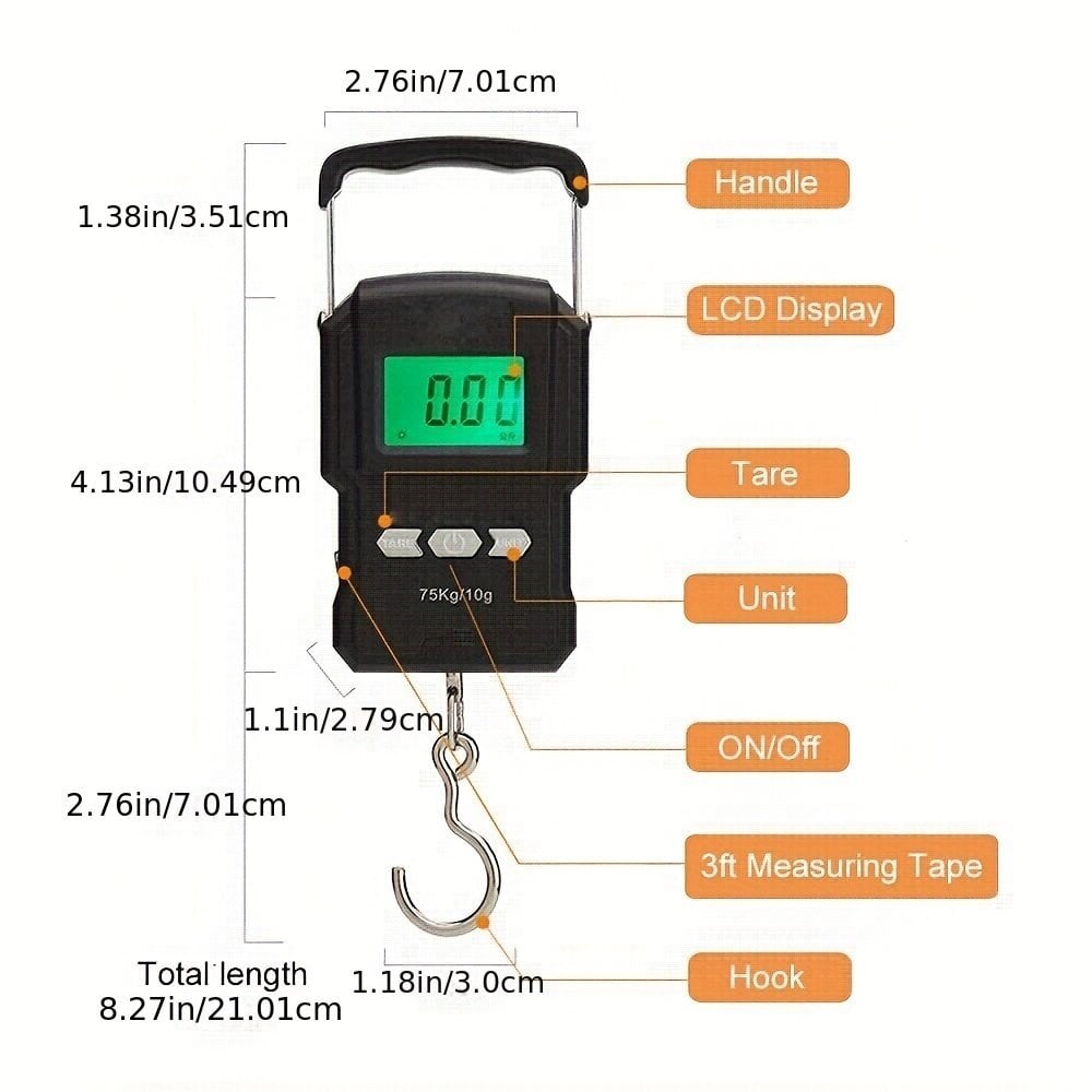 '1kpl 75KG Matkalaukku Vaaka, Kannettava Digitaalinen Ripustettava Vaaka' hinta ja tiedot | Keittiövälineet | hobbyhall.fi