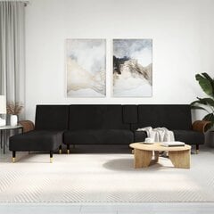 vidaXL Vuodesohva L Musta 279x140x70 cm Velvet hinta ja tiedot | Sohvat ja vuodesohvat | hobbyhall.fi