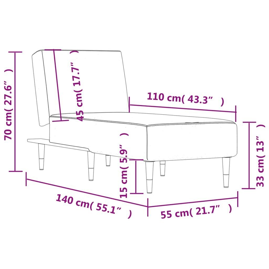 vidaXL Chaise Longue, musta, verhoiltu samettia hinta ja tiedot | Nojatuolit | hobbyhall.fi