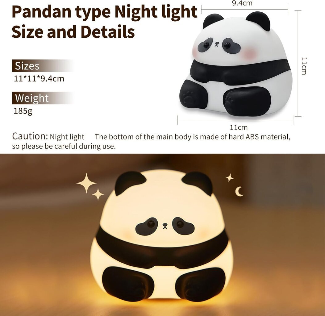 Yövalo lasten panda yölamppu - pandalamppu himmennettävä ajastin, kosketusohjattu silikoni yövalo vauva, USB ladattava söpö pandalamppu, söpö yövalo lastenhuoneen sisustus hinta ja tiedot | Lastenhuoneen valaisimet | hobbyhall.fi