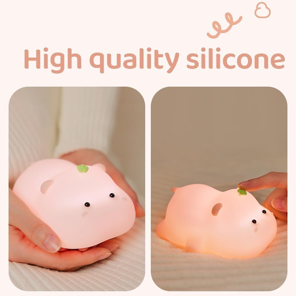 Silikoninen yövalo, lapset, possun led-vuodelamppu USB-lataus- ja ajoitustoiminto 1200 mAh Kawaii Night Light Baby, kosketuskytkin ja 3-tasoinen kirkkauden säätö matkapuhelimen pidikkeen valolla hinta ja tiedot | Lastenhuoneen valaisimet | hobbyhall.fi