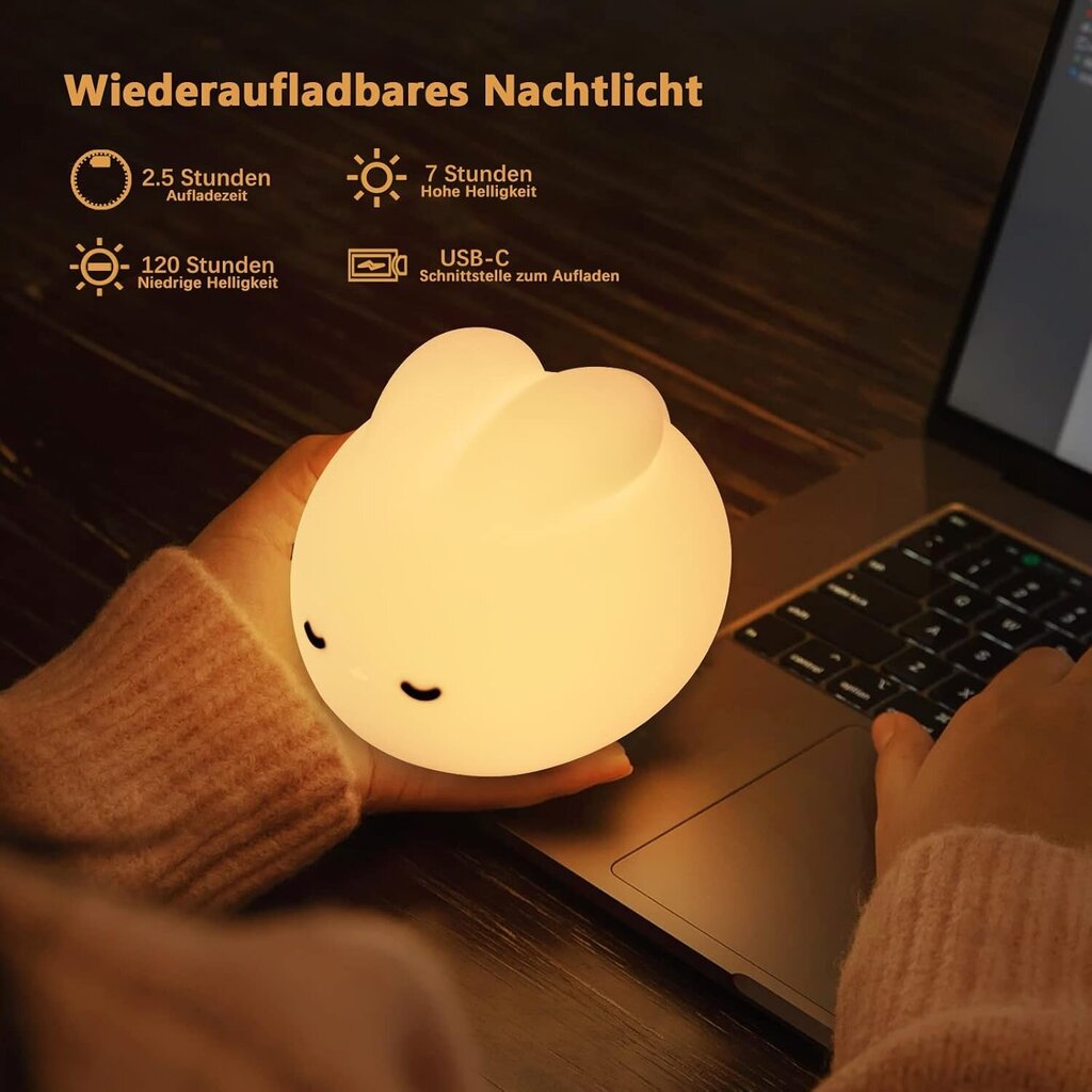 Night Light Vauvan Silikoni imetysvalo Rabbit Touch LED-lamppu Himmennettävä ja ajastimella vuodelamppu lapsille Lahjat lastenhuoneen tytöille pojille hinta ja tiedot | Lastenhuoneen valaisimet | hobbyhall.fi