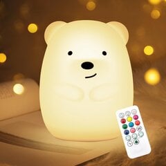 Bear Night Light lapsille, 9-värinen silikonivauvan yövalo kaukosäätimellä, USB-ladattava lasten yövalo, Kawaii-lastenhuoneen sisustus, lahjat tytöille ja pojille (6.1) hinta ja tiedot | Lastenhuoneen valaisimet | hobbyhall.fi