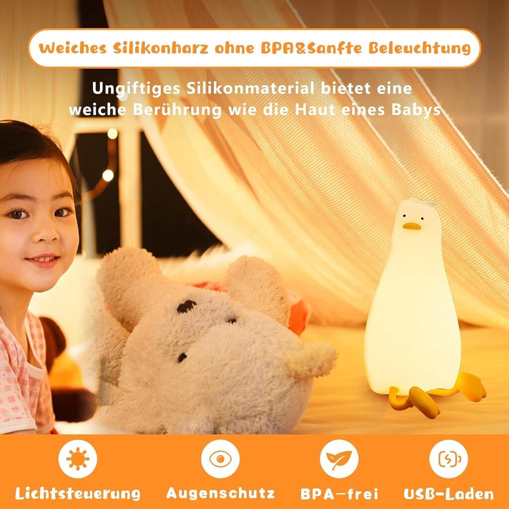 LED Duck Night Light -lapset - 3 valotilaa silikoni Duck Night Light -vauvanlamppu 30 minuutin ajastimella ja kosketusohjauksella USB-lataus yövalaisin 1200 mAh vauvahuoneen sisustukseen hinta ja tiedot | Lastenhuoneen valaisimet | hobbyhall.fi