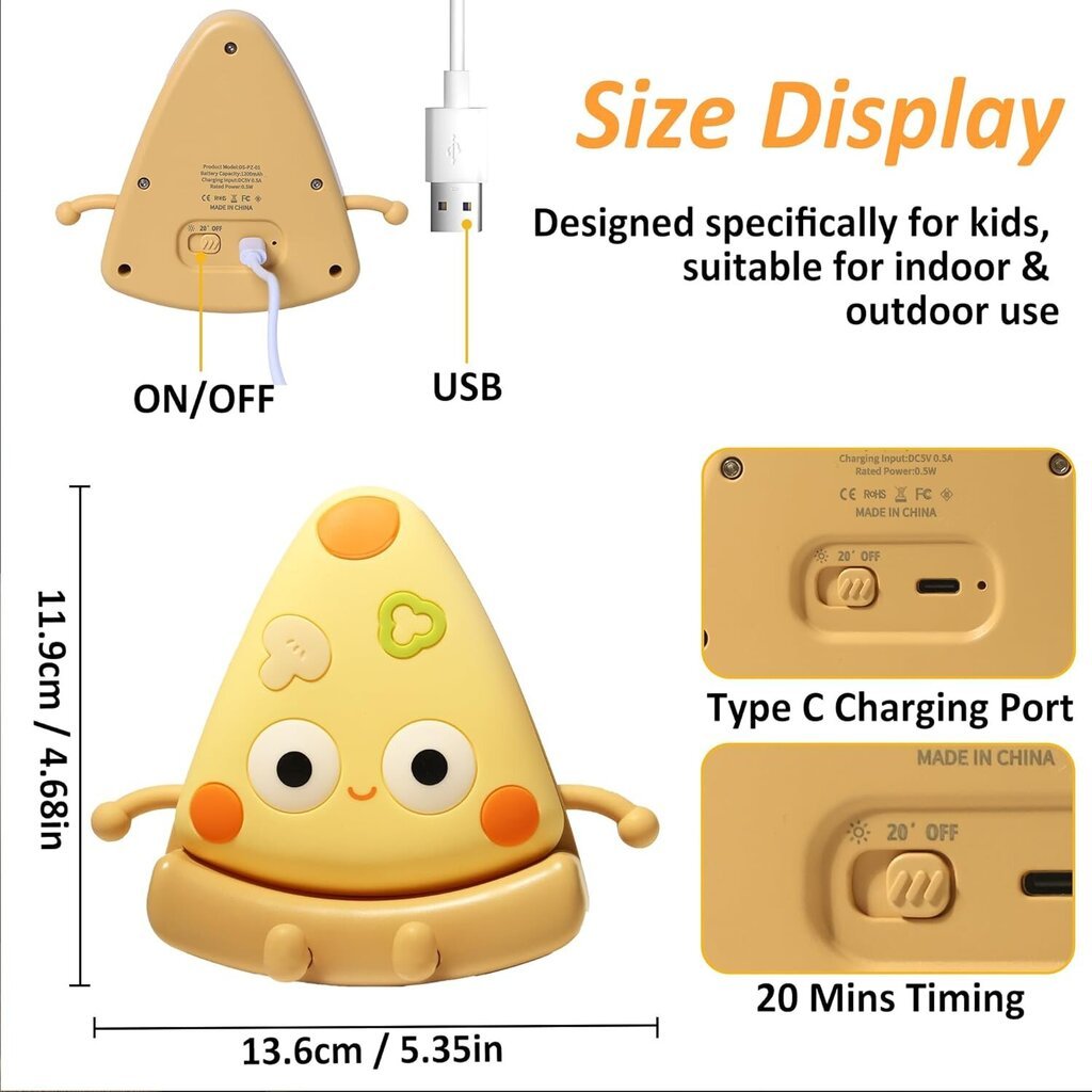 Pizzasöpö yövalo lapsille, pehmeä silikonipizzalamppu himmennettävällä ja ajastimella, kannettava lastenhuoneen ladattava makuuhuoneen työpöytäsisustus, syntymäpäivälahjat pojille tytöille hinta ja tiedot | Lastenhuoneen valaisimet | hobbyhall.fi