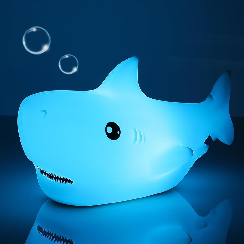 Shark Night Light Kids, 7 väriä vaihtava LED kannettava kosketusvauvan lamppu, USB ladattava silikoni Animal Night Light lapsille päiväkoti taapero (Shark) hinta ja tiedot | Lastenhuoneen valaisimet | hobbyhall.fi