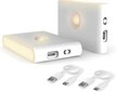 LED-yövalo liiketunnistimella, ladattava, USB, 3 tilalla (auto/ON/OFF), 2700K lämpimän valkoinen, 2 kpl hinta ja tiedot | Lastenhuoneen valaisimet | hobbyhall.fi