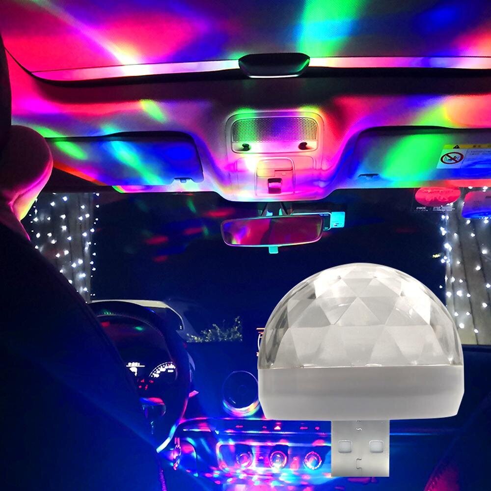 2kpl Auton USB Atmosphere Light DJ RGB Mini Värikäs Musiikki Audio Led Apple USB Interface Holiday Party Atmosphere Auto Dome tavaratilan valo (valkoinen+sininen) hinta ja tiedot | Lastenhuoneen valaisimet | hobbyhall.fi