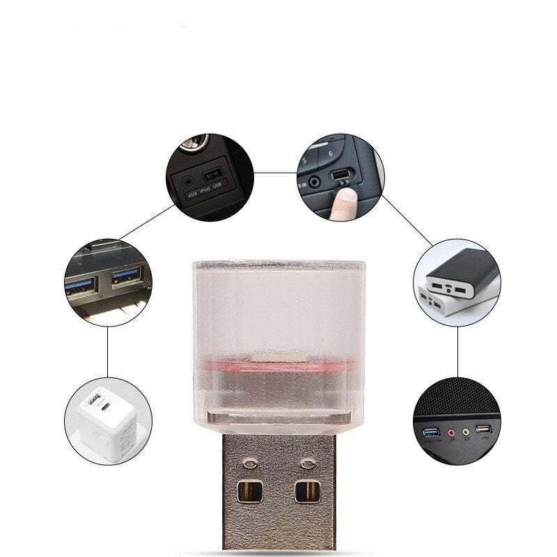 2kpl Car Mini USB LED Tunnelmavalo Sisäympäristö Sisustus Tunnelmavalo Auto PC Kannettava Valo Plug and Play (värillinen salama) hinta ja tiedot | Lastenhuoneen valaisimet | hobbyhall.fi