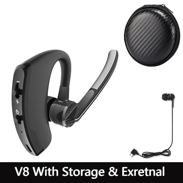 V8S/V9S-kuulokkeet Bluetooth 5.0 Business Handsfree Langattomat kuulokkeet Stereo Vedenpitävät Urheilunappikuulokkeet Haedset mikrofonilla