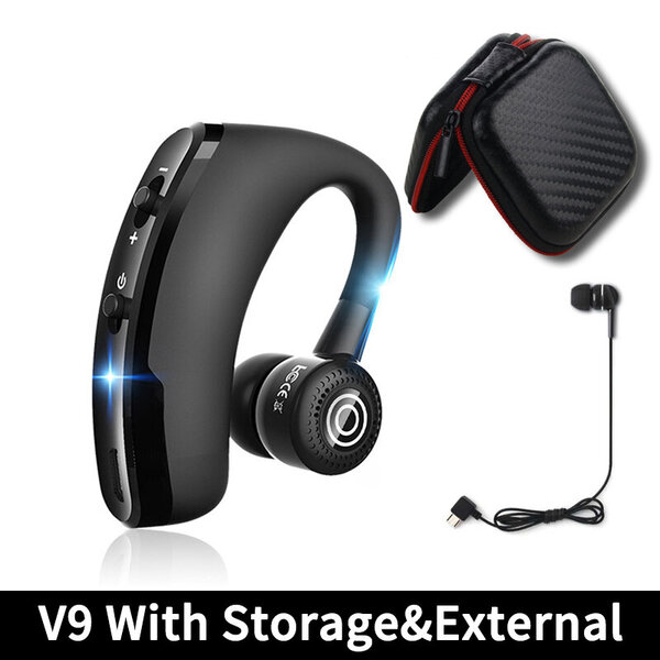 V8S/V9S-kuulokkeet Bluetooth 5.0 Business Handsfree Langattomat kuulokkeet Stereo Vedenpitävät Urheilunappikuulokkeet Haedset mikrofonilla