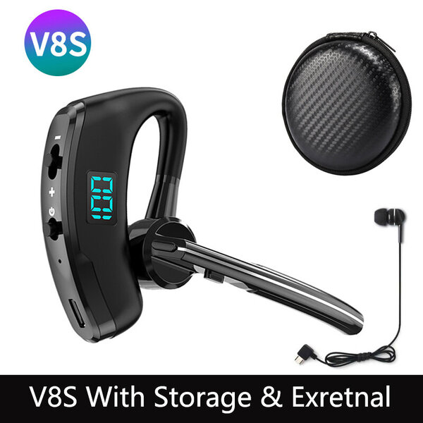 V8S/V9S-kuulokkeet Bluetooth 5.0 Business Handsfree Langattomat kuulokkeet Stereo Vedenpitävät Urheilunappikuulokkeet Haedset mikrofonilla