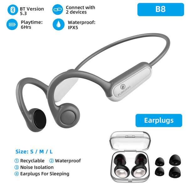 Real Bone Conduction -kuulokkeet Type-C Langattomat Bluetooth-kuulokkeet Vedenpitävät urheilukuulokkeet mikrofonilla harjoitteluun Juoksussa ajamiseen