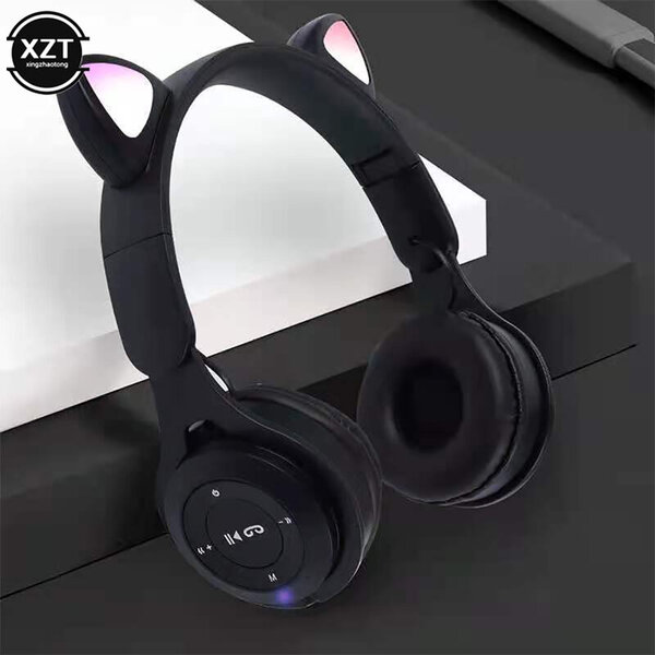 Uusi muodikas söpö Bluetooth 5.0 langaton kuulokemikrofoni LED-valolla Y08M Luminous Cat korvakuulokkeet HiFi Stereo Bluetooth-kuulokkeet