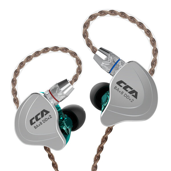 CCA C10 Kuulokkeet 4BA 1DD Hybriditekniikka HiFi In Ear Music DJ Gamer Sport -kuulokkeet 3,5 mm kullattu pistoke irrotettava kaapeli