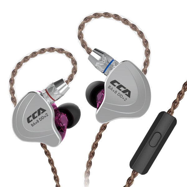 CCA C10 Kuulokkeet 4BA 1DD Hybriditekniikka HiFi In Ear Music DJ Gamer Sport -kuulokkeet 3,5 mm kullattu pistoke irrotettava kaapeli