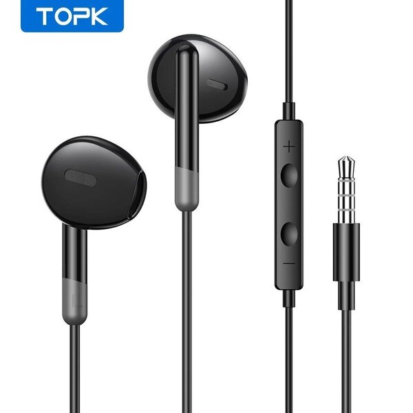 TOPK In-Ear äänenvoimakkuuden säätö mikrofonilla 3,5 mm:n liittimellä Universal iPhone Androidille