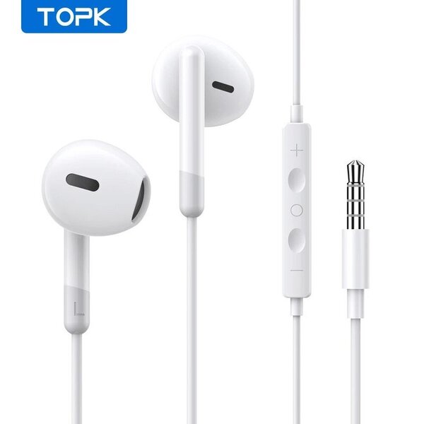 TOPK In-Ear äänenvoimakkuuden säätö mikrofonilla 3,5 mm:n liittimellä Universal iPhone Androidille